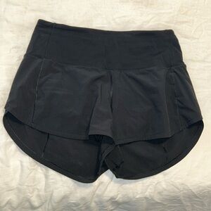 Black speed up shorts.  High rise with 2.5 inseam.